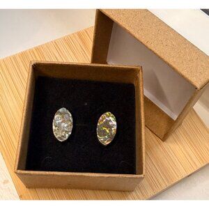 Oval  green Abalone Shell Cufflinks Inlayed With Stainless Steel Base In Gift Bo